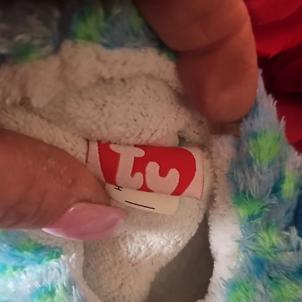 Ty Blue and Green Beanie (LEONA) Kids Slippers Size Large